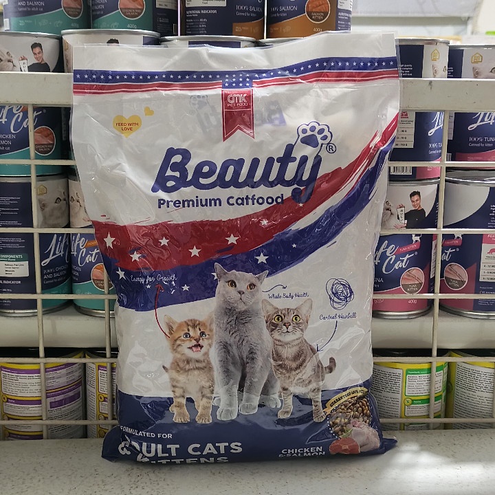 Makanan Kucing Beauty Chicken &amp; Salmon All Stages Kemasan 1KG