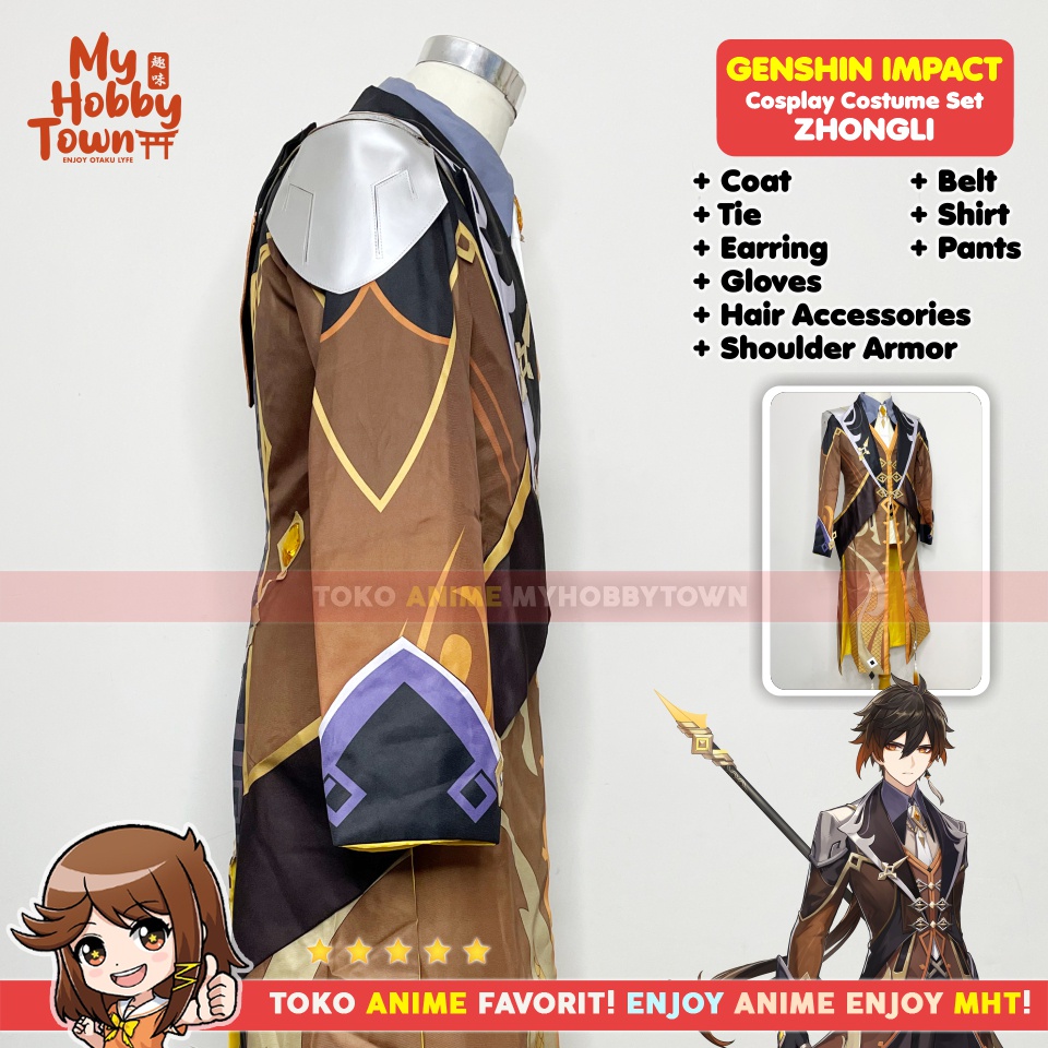 Kostum Cosplay Anime Game Genshin Impact Zhongli