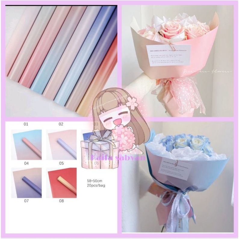 

(ecer) FLOWER WRAPPING RAINBOW GRADASI CELLOPHANE GRADIENT KERTAS BUKET BUNGA