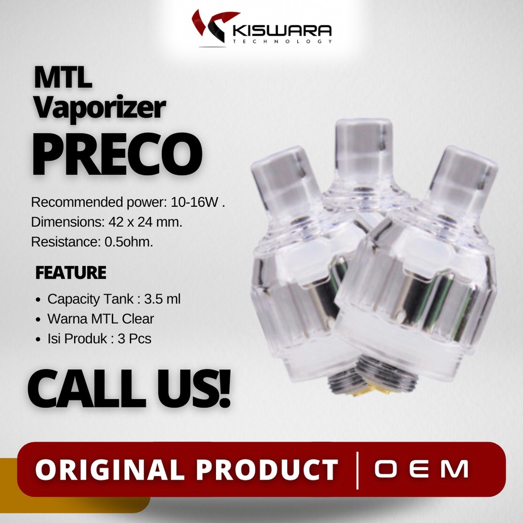 Preco V2 Disposable MTL Tank Atomizer 3PCS - CLEAR [Authentic] KiswaraBandung