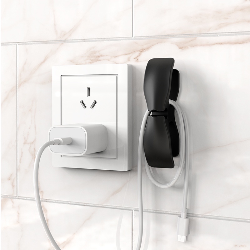 1pcs 5warna Penggulung Dapur Plug Holder Socket Kawat Organizer Dapur Hiasan Dinding Kabel Listrik Solid Wire Clip Manajer Kabel Untuk Rumah Kantor