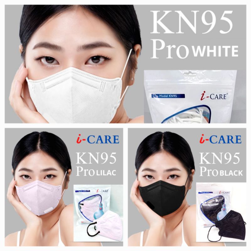 MASKER KN95 PRO ICARE HITAM SOLID BLACK 5PLY ISI 10PCS ORIGINAL