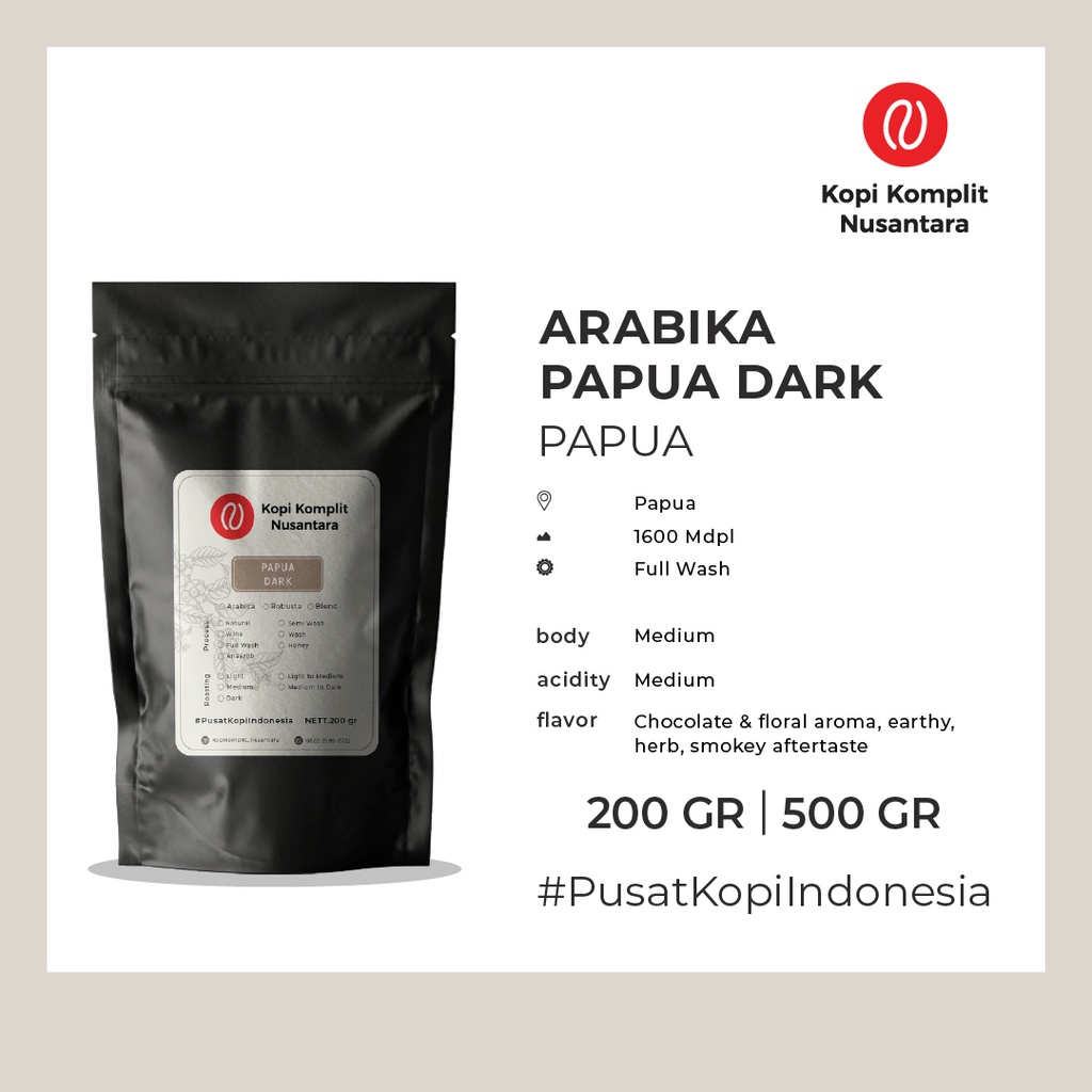 

Arabika Papua Wamena Dark Roasting - Kopi Biji dan Bubuk