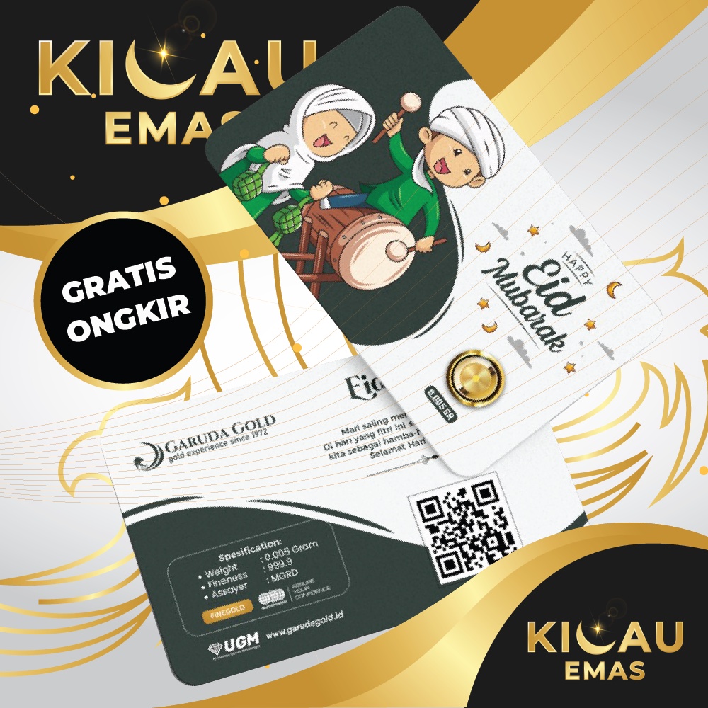 Garuda Gold 0.005 0.001 Gram Idul Fitri Hijriyah Gift Series Emas Batangan Murni 24 Karat Bersertifikat