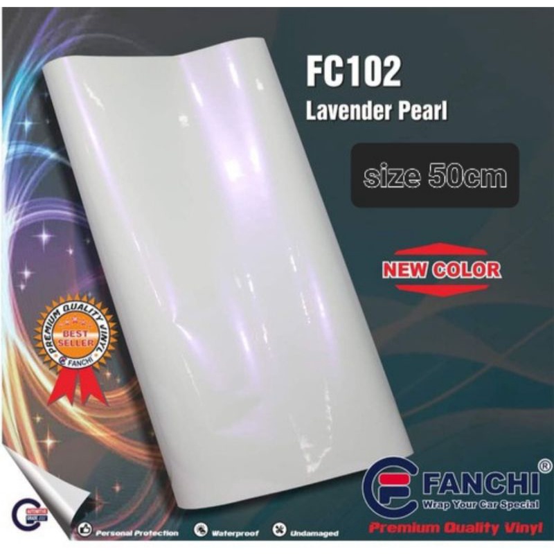 50cm Sticker Fanchi FC102 Lavender Pearl Skotlet Lembayung White Purple Gloss 50cm Premium Wrap