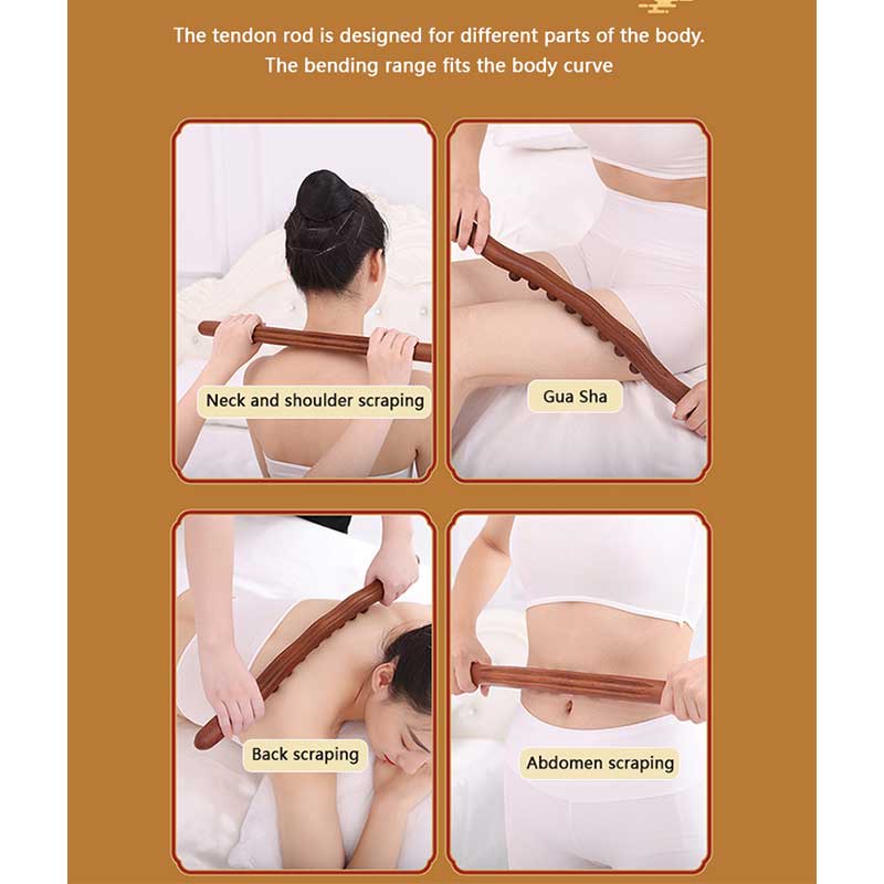 Tongkat Gua Sha Massage Stick 10 Manik-Manik Bahan Kayu Untuk Terapi Leher Bahu Punggung