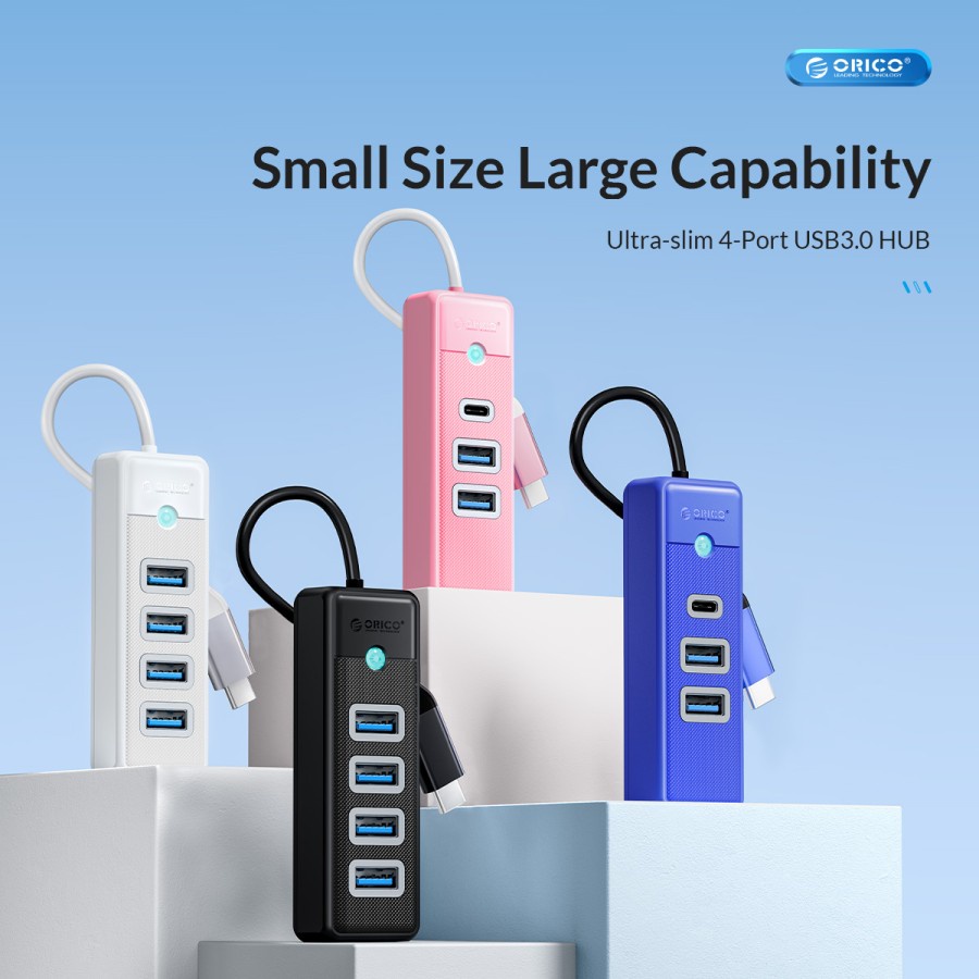 Type-c to Usb A 3.0 hub orico 4 port 5Gbps cable 15cm pw4u-c3-015 - Terminal usb3.0 4 slot