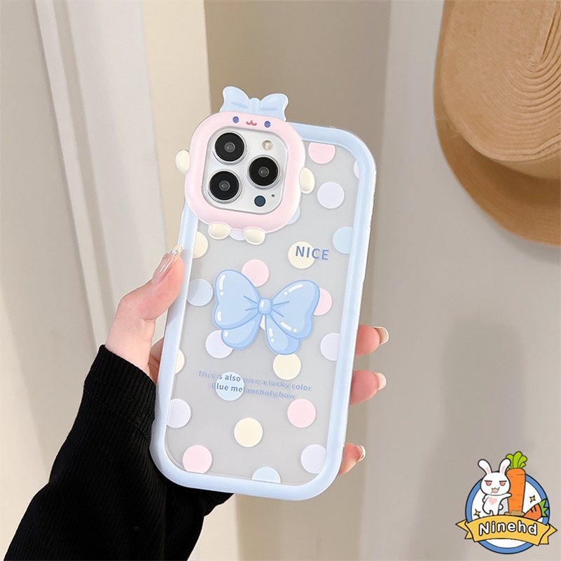 IPHONE Casing Kompatibel Untuk Iphone14 13 12 11 Pro Max X Xr Xs Max7 8 6 6s Plus Se2020Manis Keren Gadis Gelombang Dot Ikatan Simpul Casing Ponsel Lensa Penuh Perlindungan Jatuh Soft Case Cover Pelindung