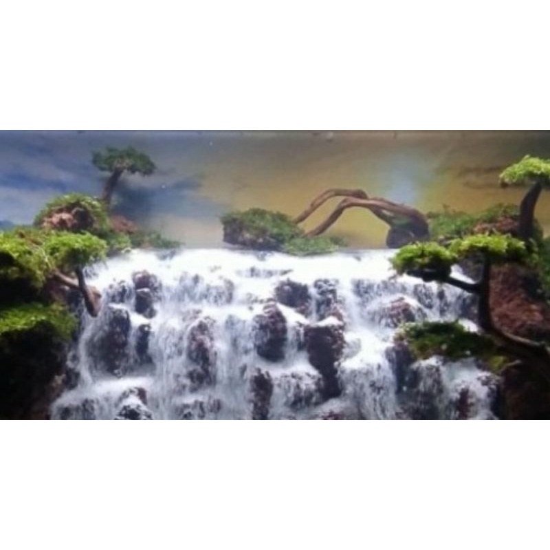 tebing waterfall besar lebar aquarium aquascape airterjun 40cm