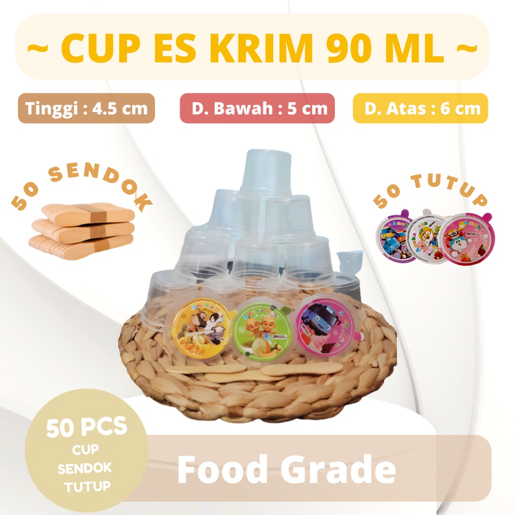 Grosir Cup Es- Cup Es Krim 90ml Cup Ice Krim Plastik - Grosir Cup Ice Cream Cup Es Krim