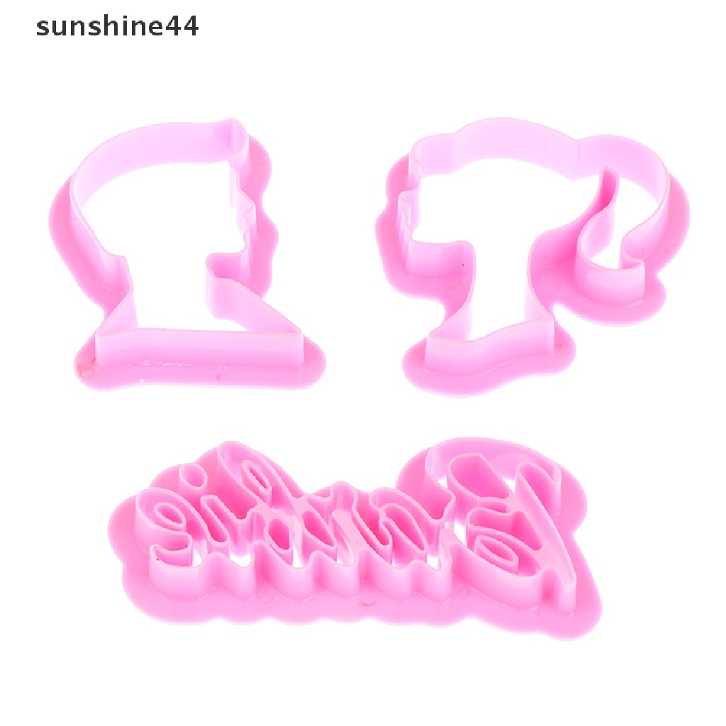 Sunshine 3Pcs Sandwich Sushi Man And Woman Cetakan Kue Pernikahan Fondant Fudge Cutter.