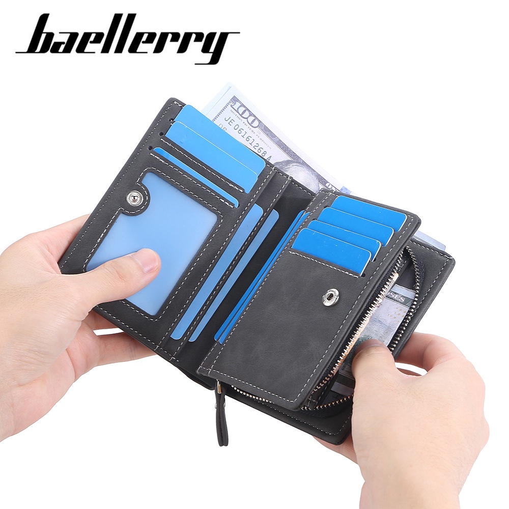 DOMPET LIPAT WANITA BAELLERRY ORIGINAL KULIT ABU-ABU TRAXPAD WA627G3 IMPORT PREMIUM BATAM REMAJA CEWEK MURAH KEKINIAN SIMPLE KECIL KARTU SLOT RESLETING UANG KOIN MINI KOREA PENDEK BRANDED