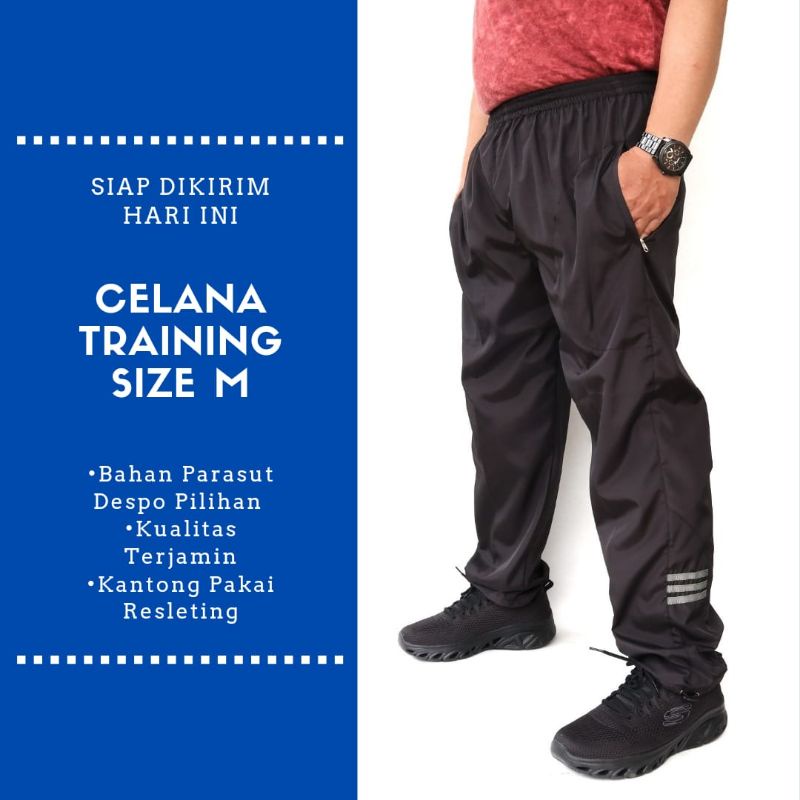 Celana Training Panjang Pria Wanita Olahraga Gowes Sepeda Bahan Parasut Parasut Ukuran M
