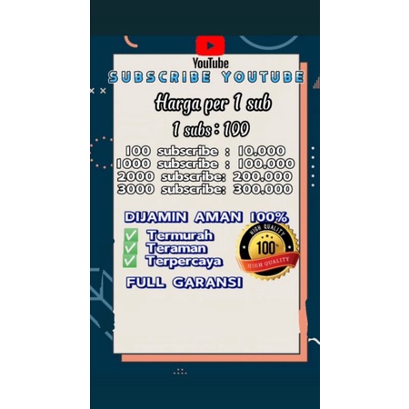 subscribe Youtube permanen bergaransi