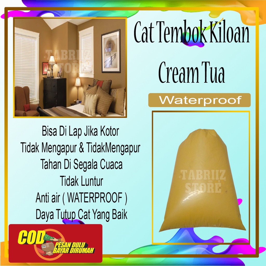 Cat rumah tembok paling bagus 5 kg / Cat minyak warna Cream Tua / Cat kiloan 1 kg gratis ongkir / Ca