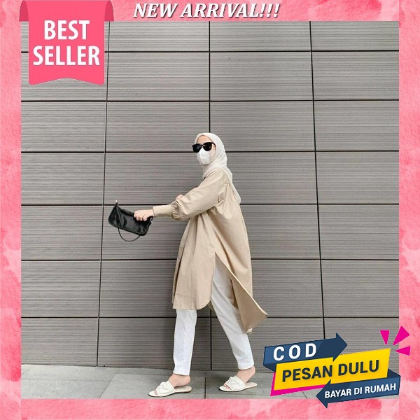 Femes Mahalini Long Tunik Wanita Remaja Ootd Korean Style Polos Basic Premium Afi - Ec - Ailen Overs