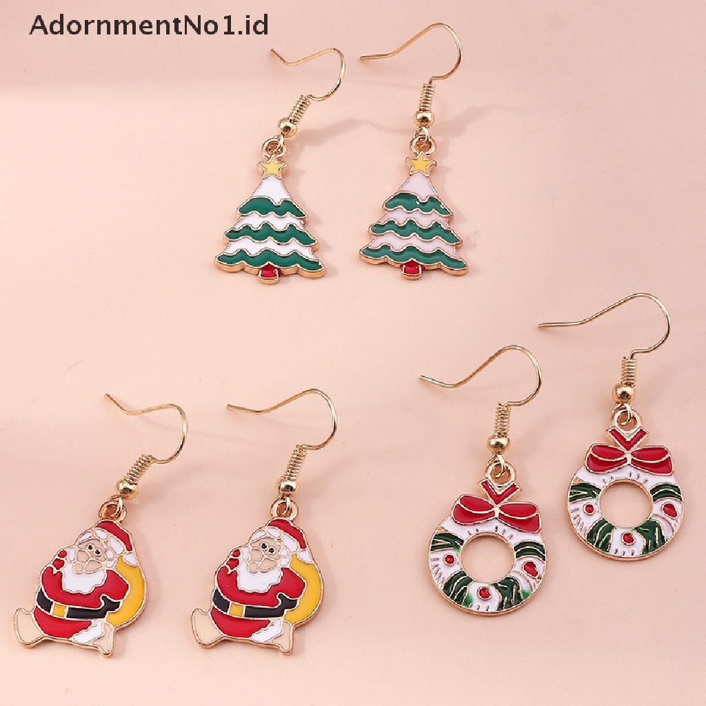 [AdornmentNo1] 1pasang Desain Baru Trendi Anting Natal Xmas Tree Elk Snowman Santa Claus Menjuntai Anting Perhiasan Stud Earrings Hadiah Natal Untuk Wanita Perempuan [ID]