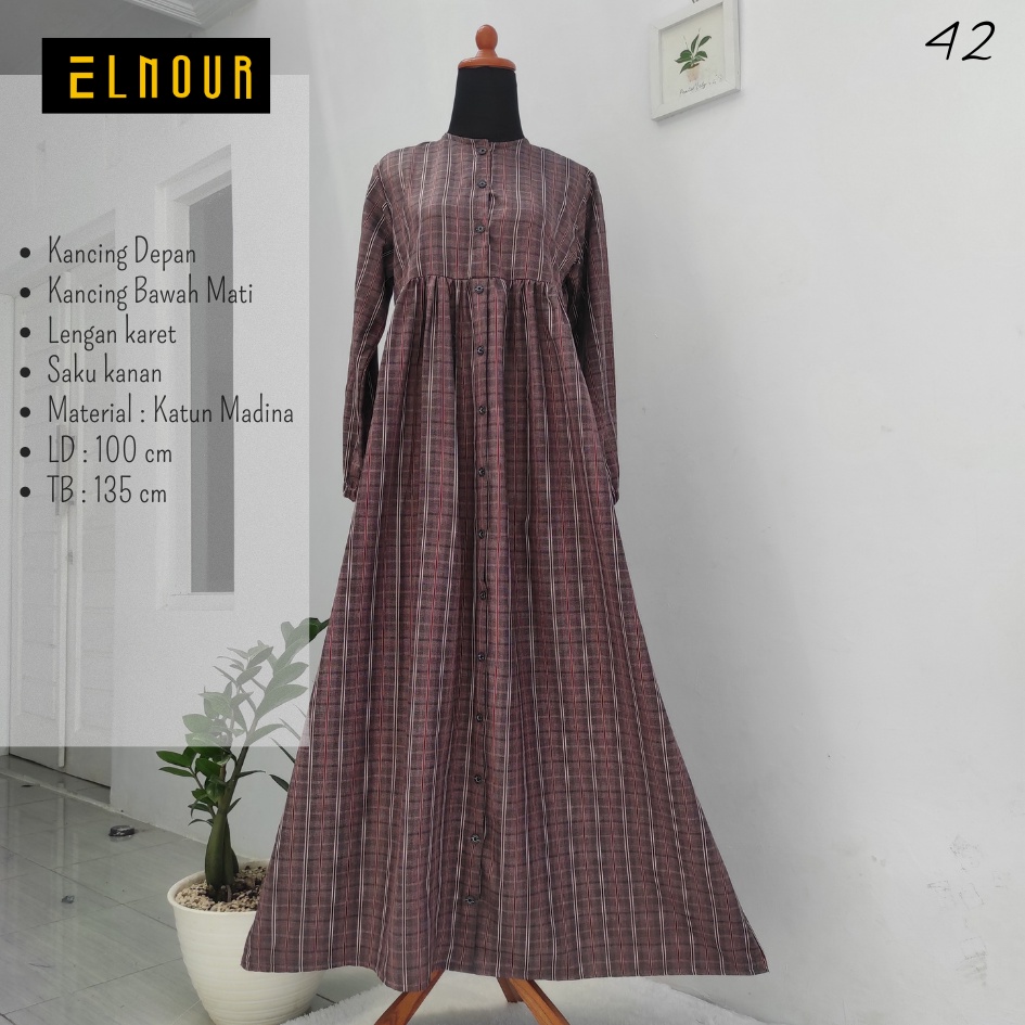 Baju Gamis Muslim Wanita Katun Madina Motif Kotak