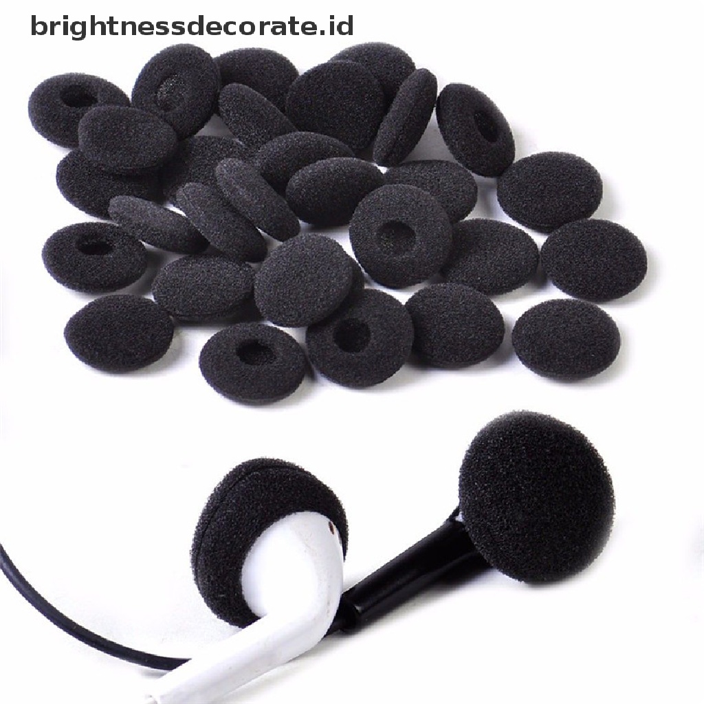 [Birth] 30pcs Topi Earbud Spon Busa Lembut Hitam Untuk Cover Earphone Headphone [ID]