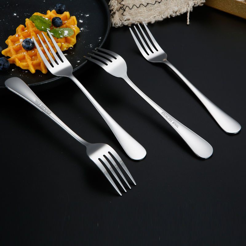 FY Sendok Bulat dan Garpu Makan Isi 6 Pcs Bahan Stainless Steel