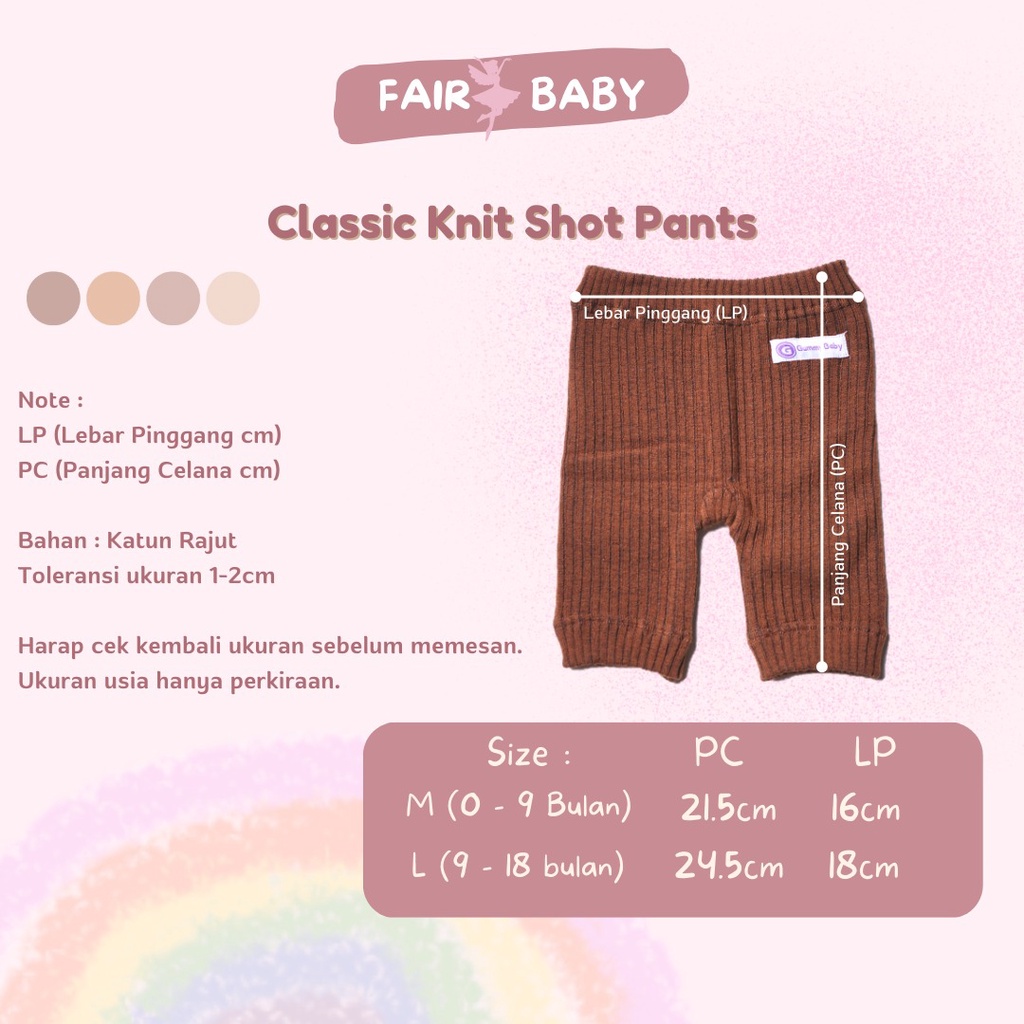 Fairy Baby Short Pant knit | Celana Pendek Rajut Bayi Premium