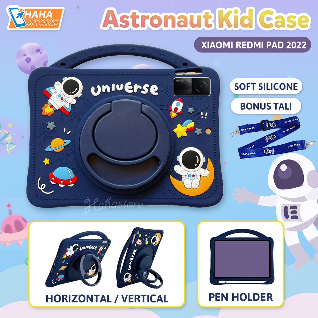 Xiaomi Redmi Pad 10.61 inch 2022 Softcase Kartun Anak Case Astronot Slot Pencil Pen Casing Cover Sta