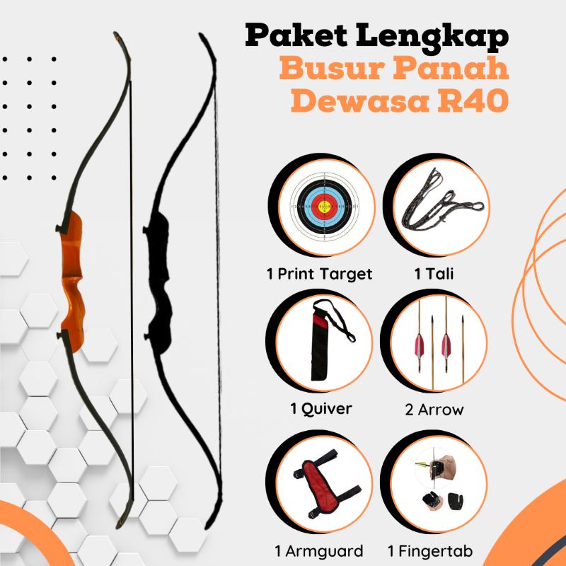 Paket Lengkap Alat Perlengkapan Busur Panah Panahan Dewasa Pemula