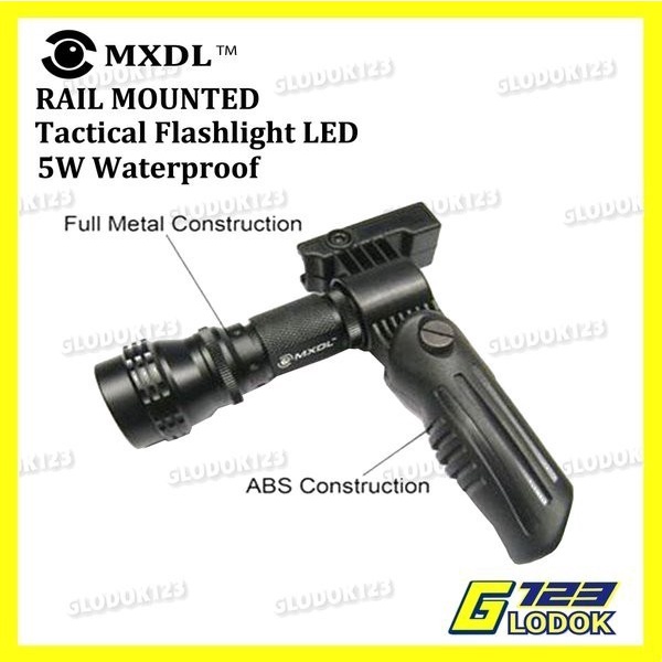 Senter Tactical Flashlight Mounting Grip Metal Airsoft Rifle MXDL 5W