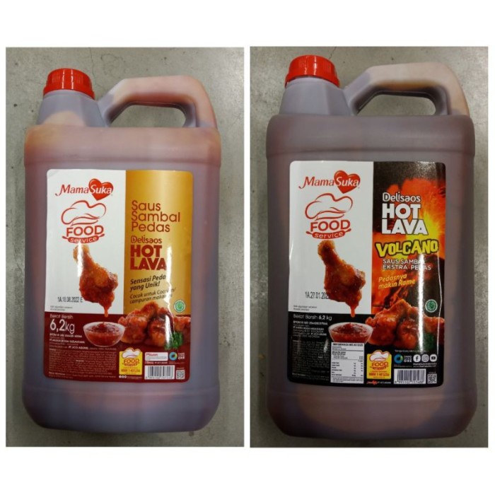 

MamaSuka Delisaos Hot Lava Volcano Sauce Halal Kemasan Jerigen Resto 6.2Kg