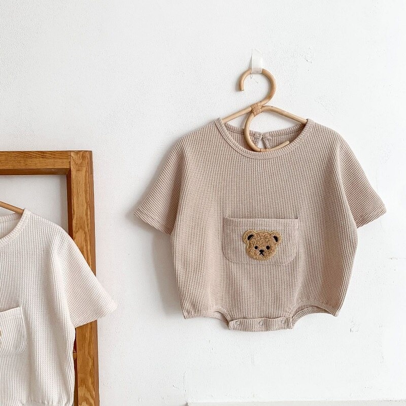 Baju jumper anak unisex lucu usia 0-2 tahun / jumpsuit bayi kekinian motif BEAR ala korea import premium