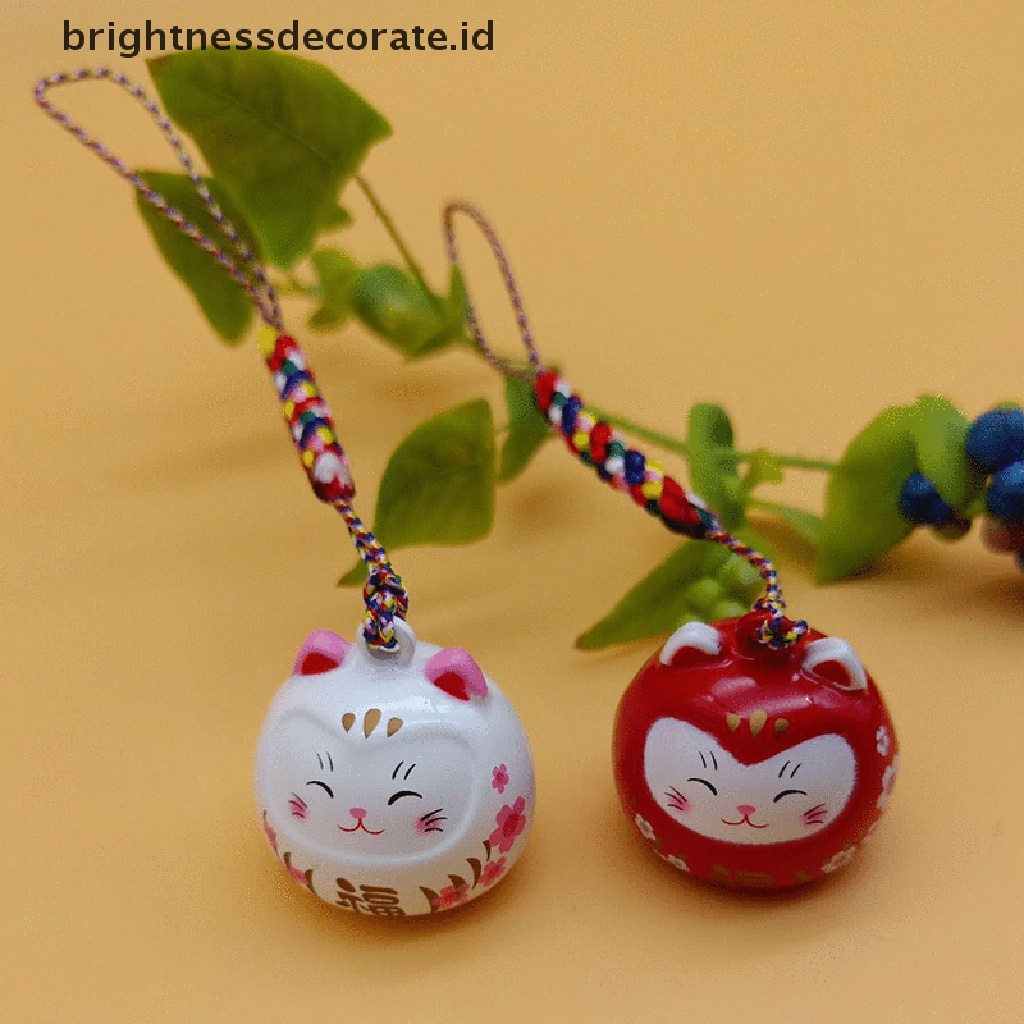 [Birth] Lucu Kartun Jepang Lucky Cat Keychain Lucky Cat Trinket Kunci Mobil Liontin [ID]