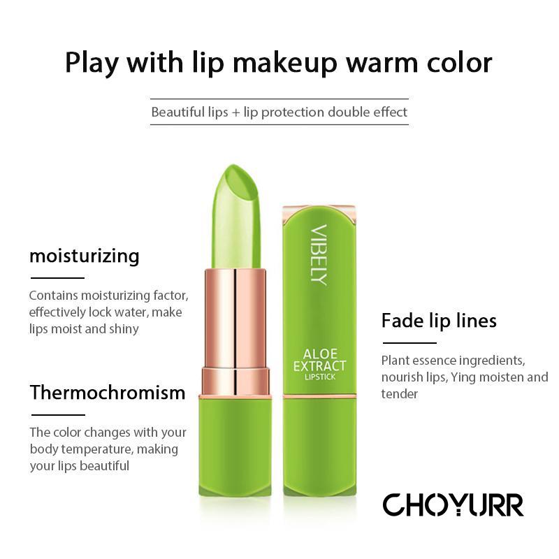 【COD】Aloe Vera Lip Balm Lipstick Temperature Sensitive Berubah Warna Jelly Lip Balm  Nourishing Moisturizing Long Lasting Non-stick Cup-CH