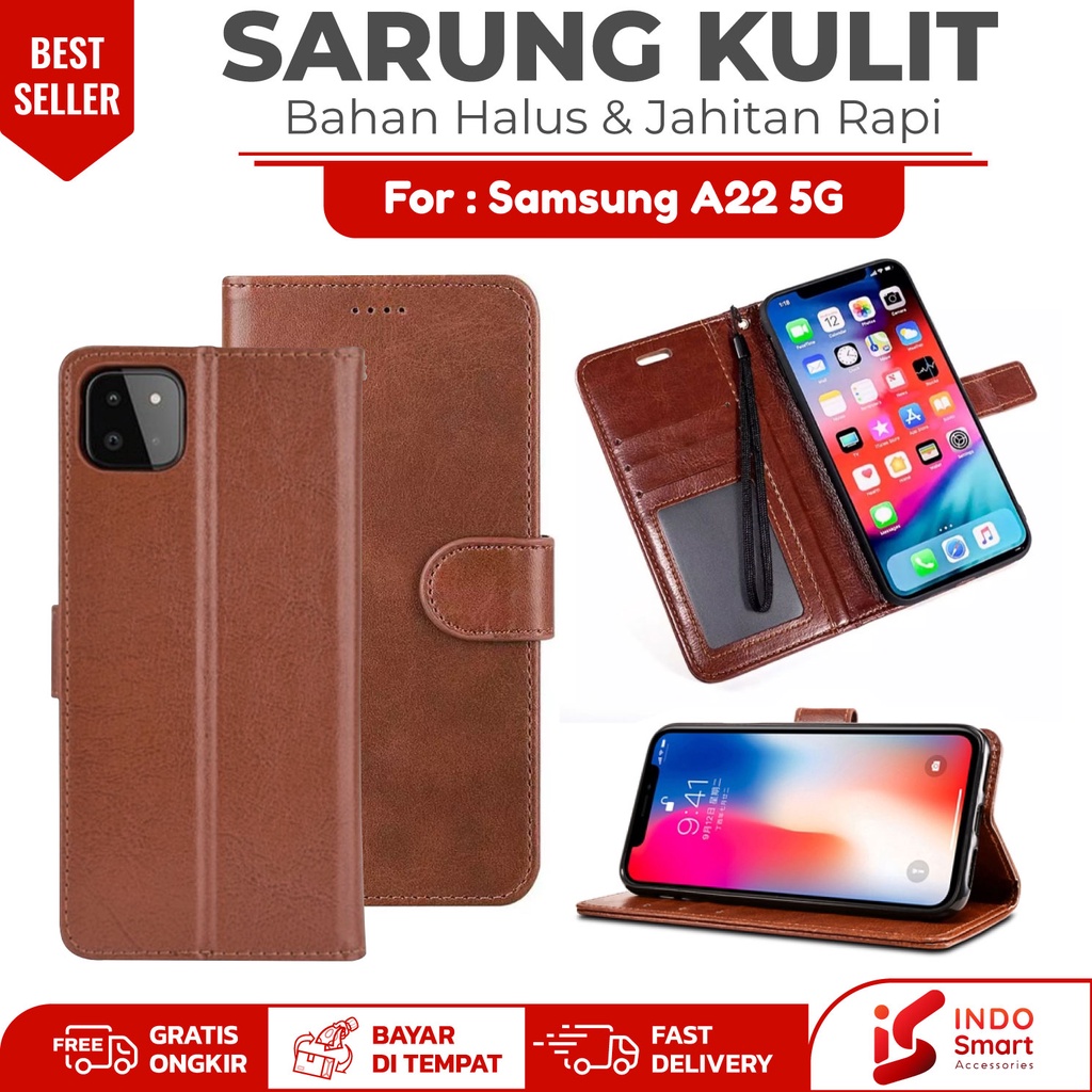 Samsung A22 5G / Case Samsung A22 5G Casing Hp Dompet Wallet Flip Case Sarung Kulit Hp