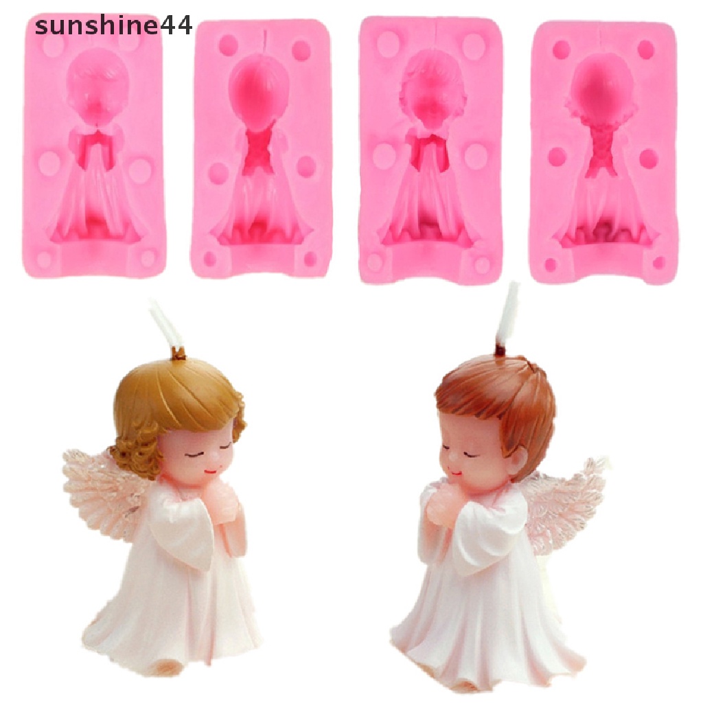 Sunshine 3D Angel Girl Boy Silicone Mold Cake Topper Cetakan Dekorasi Kue Ulang Tahun Bayi.