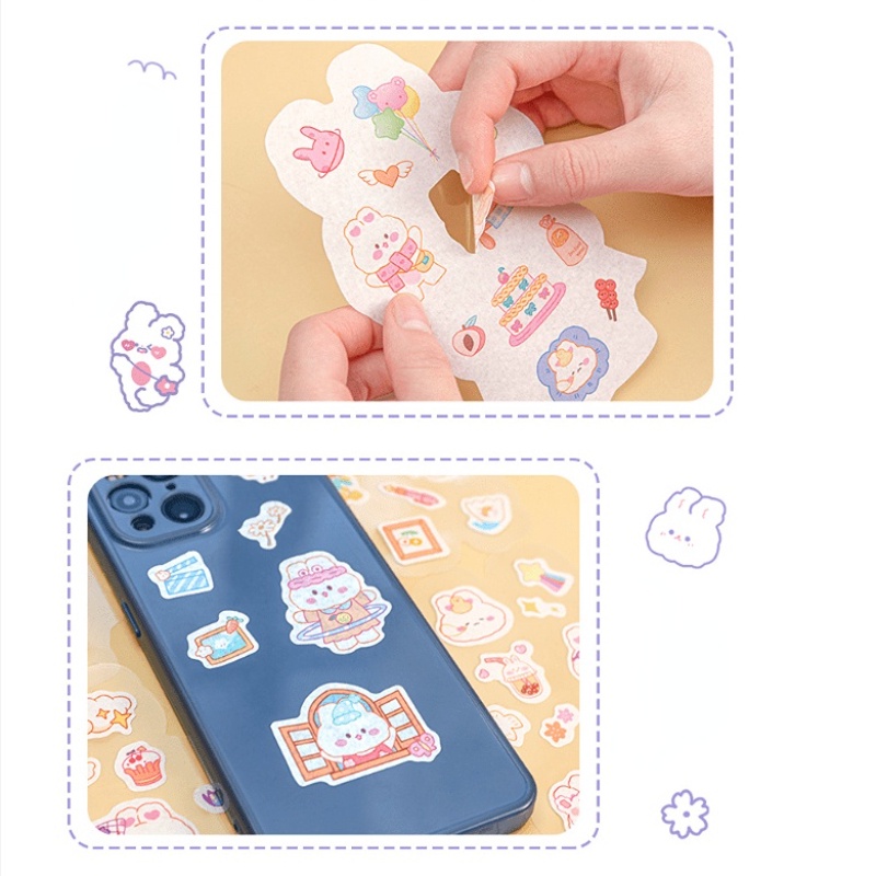 4pcs/set Cute Rabbit Daily Kawaii Dekorasi Stiker Planner Scrapbooking Alat Tulis Japanese Diary Stickers