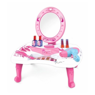 Mainan Dandan Koper Lipat Dresser Table Toys Meja Rias Make Up Frozen - Tanpa Bubble