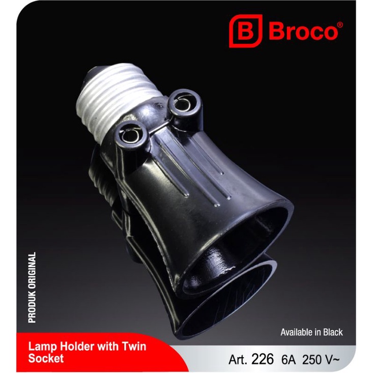 Fiting kombinasi Broco / Fiting lampu plus ada 2 colokan sambungan arus listrik Broco