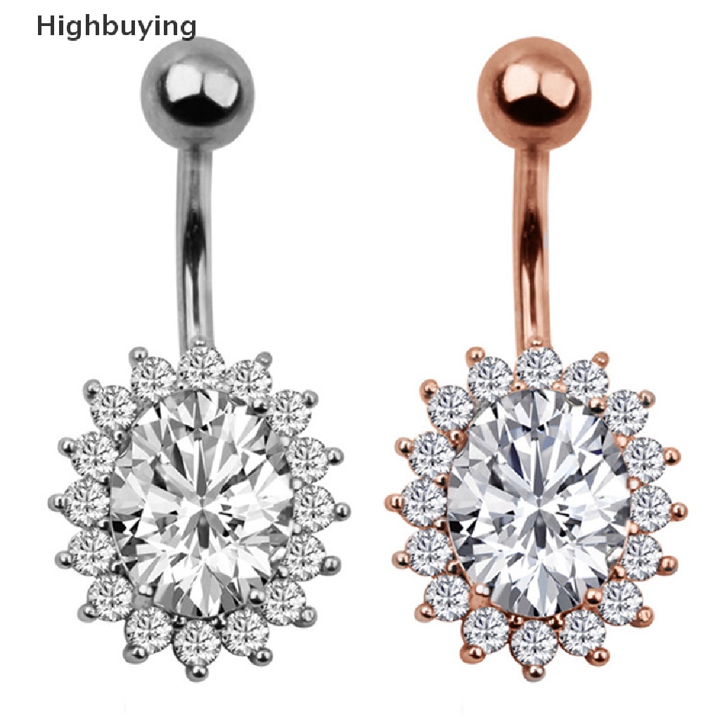 Hbid Steel Navel Rings Kristal Berlian Imitasi Belly Button Ring Bar Perhiasan Glory