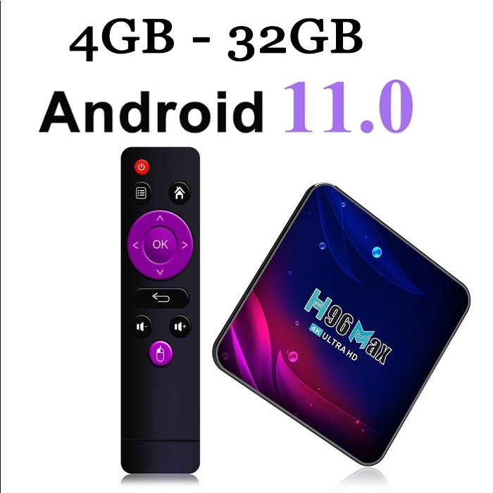 4K TV Box Android 11 H96 MAX 4GB 64GB 16GB Bluetooth Mira Dual Wifi 2G - 4GB-32GB, Standart Remot