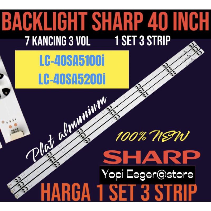 BACKLIGHT TV LED SHARP 40" INCH 7LED 3VOL LC 40SA5100i-LC 40SA5200i BACKLIGHT TV LED 40" INCHi