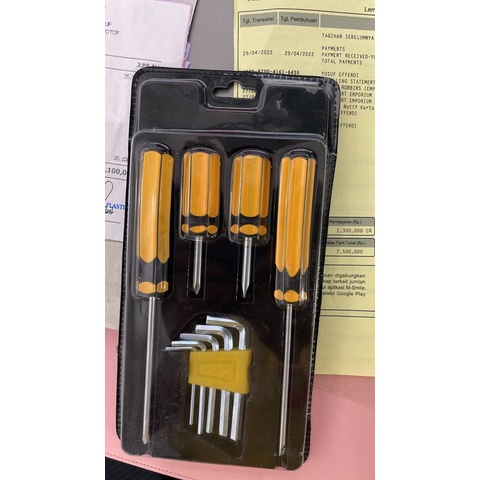 Set Paket Obeng Kunci L Tools 9Pcs Hexagonal Pliers Screwdriver