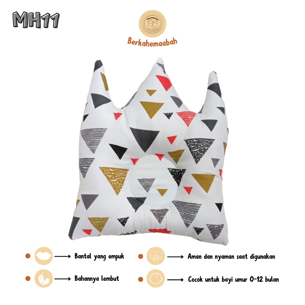 (TRIANGLE) Bantal Bayi Anti Peyang Mahkota Series | Bantal Bayi | Flat Head Prevention Pillow | Bantal Mahkota Series