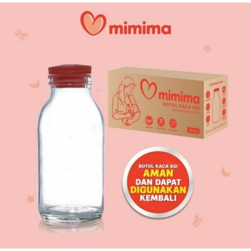 [FREE BUBBLEWRAP] Mimima Botol Kaca Asi Penyimpan Susu Kedap 10pc BISA PAKAI BERULANG