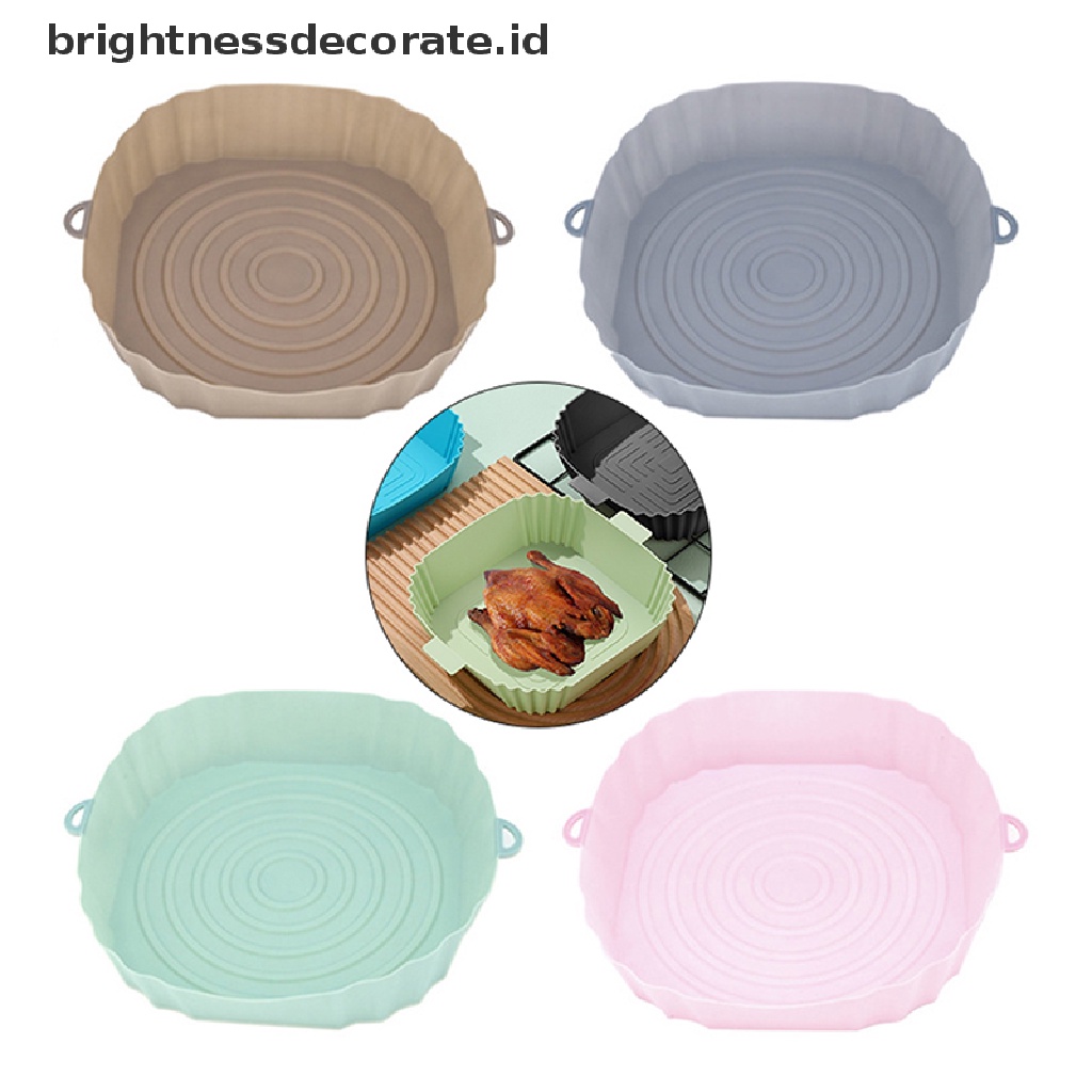 [Birth] 21 cm Air Fryers Oven Baking Tray Fried Chicken Basket Mat AirFryer Silikon Pot Bulat Pengganti Grill Pan Aksesoris [ID]