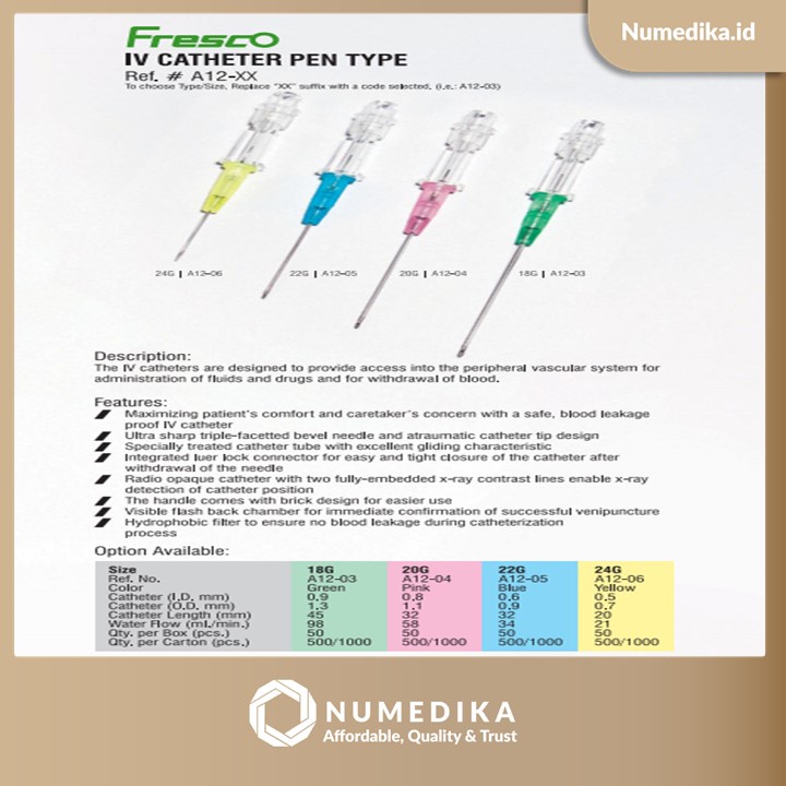 Jual FRESCO IV CATHETER PEN TYPE 20 G Shopee Indonesia