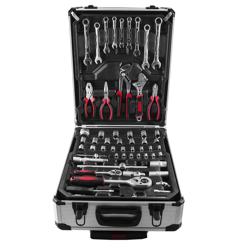 Tool Kit 187 PCS 1/2 1/4 Inci Kunci Set Socket Wrench Pas Sok Set Car Repair Tool Kunci Inggris Kunci Sok Set Perkakas Bengkel Dan Rumah Koper Lengkap Bahan Kuat Tool Box