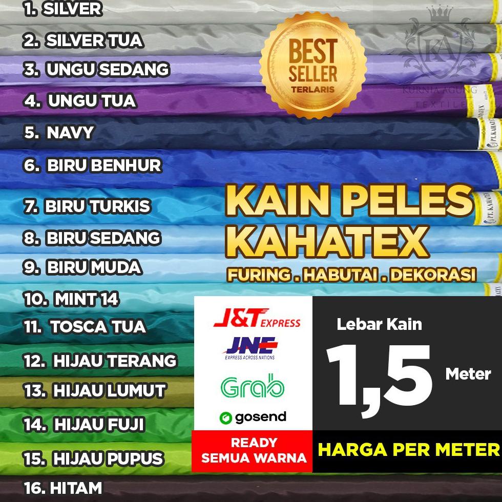 ORDER SEKARANG Kain Peles Kahatex Meteran ( 100cm ) / Kain Polos Hitam Meteran Murah  / Kain Abutai 
