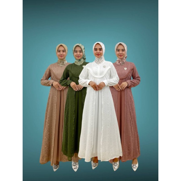 PB Prilly Busana - SHAFIRA GAMIS BRUKAT MIX CERUTY BABYDOLL PREMIUM - BAJU COUPLE MOM KIDS - SERAGAM LEBARAN - GAMIS PESTA