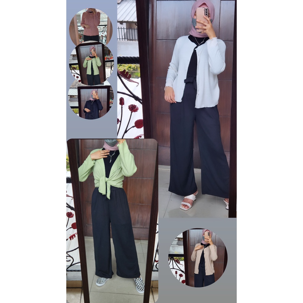 Cardigan Crop Top Rajut / Crdigan Rajut Wafle  Crop Top Lengan Panjang / Crop Top Kriwil