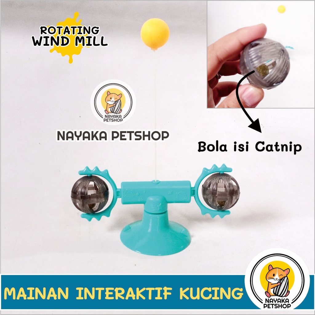 Mainan Kucing Catnip Kincir Angin Putar Bola Rotating Windmill Cat Toy Kitten